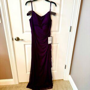 Gorgeous deep plum prom/special occasion gown with beaded trim